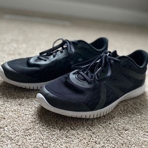 Comfy New Balance shoes.  Black with grey accents